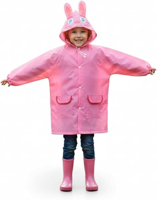 Capa Infantil em Oxford Reutilizável com Capuz Ajustável e Impermeável
