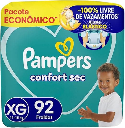 Pampers Confort Sec XG, 92 Fraldas: R$132,40 com 27% de desconto