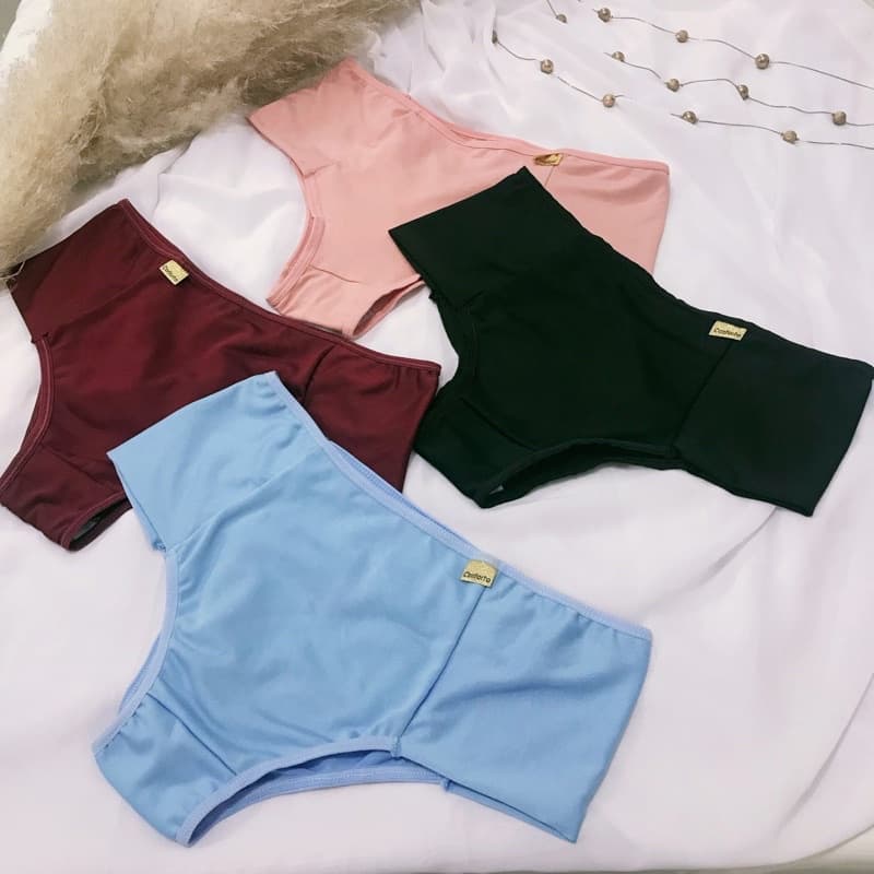 Kit 5 calcinhas cintura alta com suporte ideal para conforto no pós-parto diário