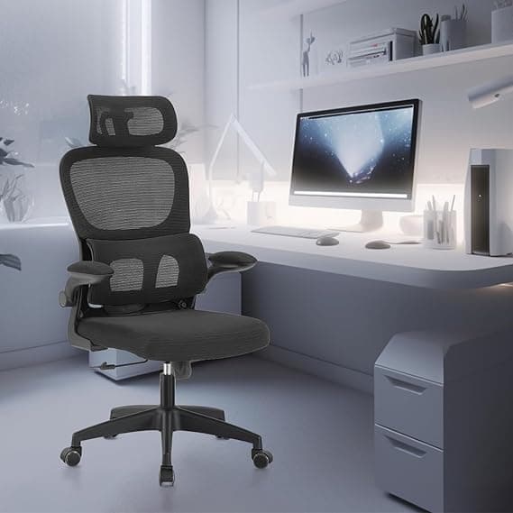 Cadeira ergonômica com lombar independente e cabeça ajustável (preta)