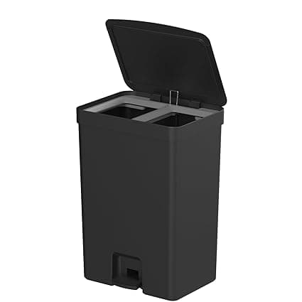 Lixeira 30L com pedal – Dupla preta, sem toque, 139,90 na Amazon