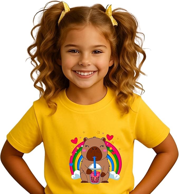 Camiseta Infantil de Algodão Premium com Capivara Colorida – R$29,90