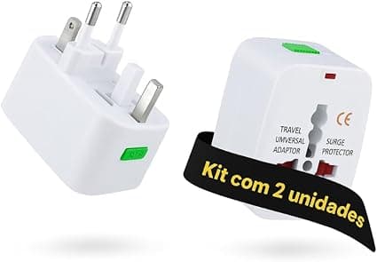 Kit 2 Adaptadores Universais de Tomada para Viagem Mais de 150 Países