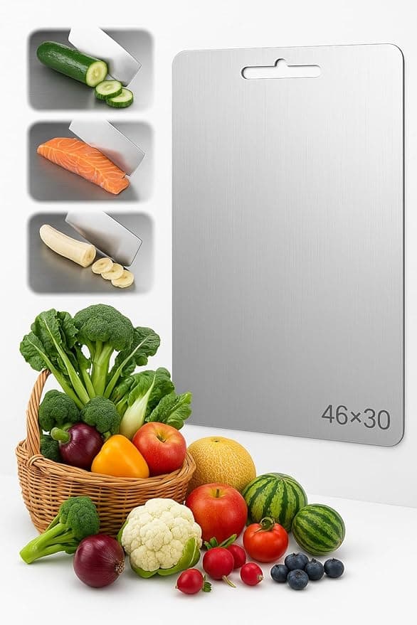 Tábua de Titânio 46×30 cm com afiador: higiene e durabilidade a R$59,90