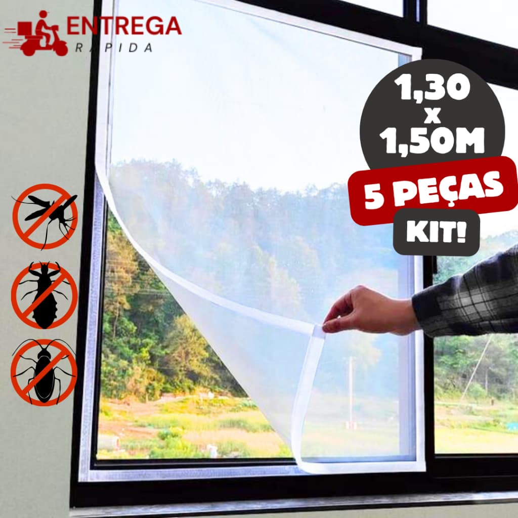 Kit de mosquiteiros para janelas que protege a casa de insetos com instalação prática e rápida