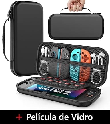 Capa YouTek Switch 2 com vidro e 10 slots – R$59,90 na Amazon