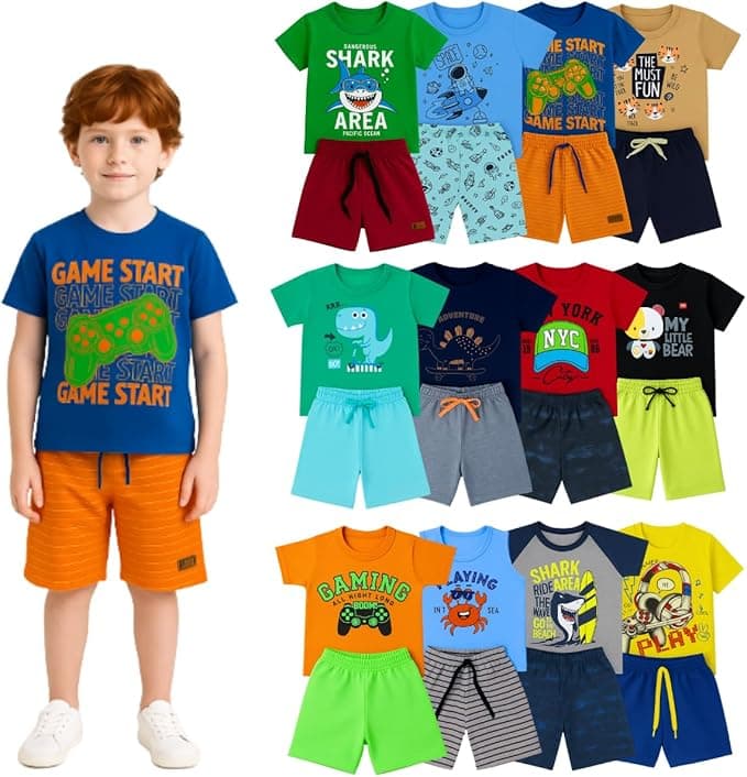 Kit 10 peças infantis: conjuntos de verão para meninos, R$94,99