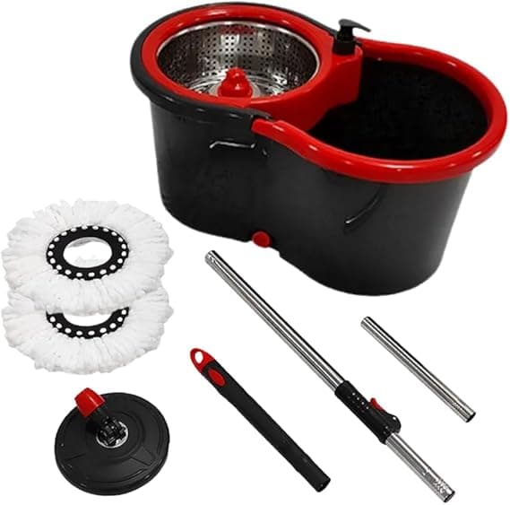 Mop Giratório com Balde 13L, Cesto Inox e 2 Refis R$48,90