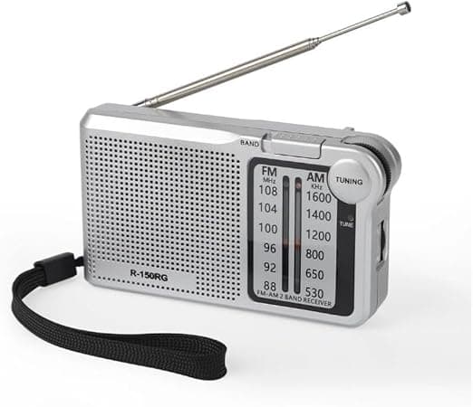 Rádio AM/FM portátil com USB-C e pilhas AA por R$29,90 – compacto
