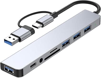VERDE Hub 8 em 1 USB-C com SD/TF para notebooks Cinza — R$109,99