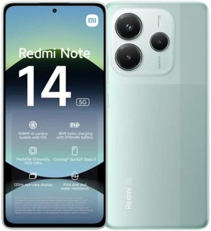 Redmi Note 14 5G NFC Coral Green: R$1.519,99 com CUPOMDODIA