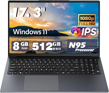 MYW 17” Laptop com Intel N95, tela ampla e Windows 11 por R$ 4.003,92