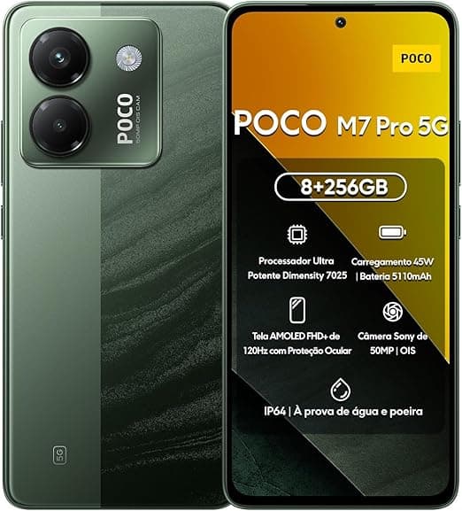 POCO M7 Pro 5G 256GB: 8/12GB RAM por R$1.515 com 23% desconto