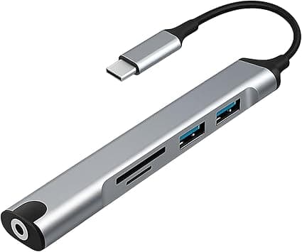 Hub VERDE USB-C 6 em 1: USB 3.0, SD/TF e áudio — R$119,99 na Amazon