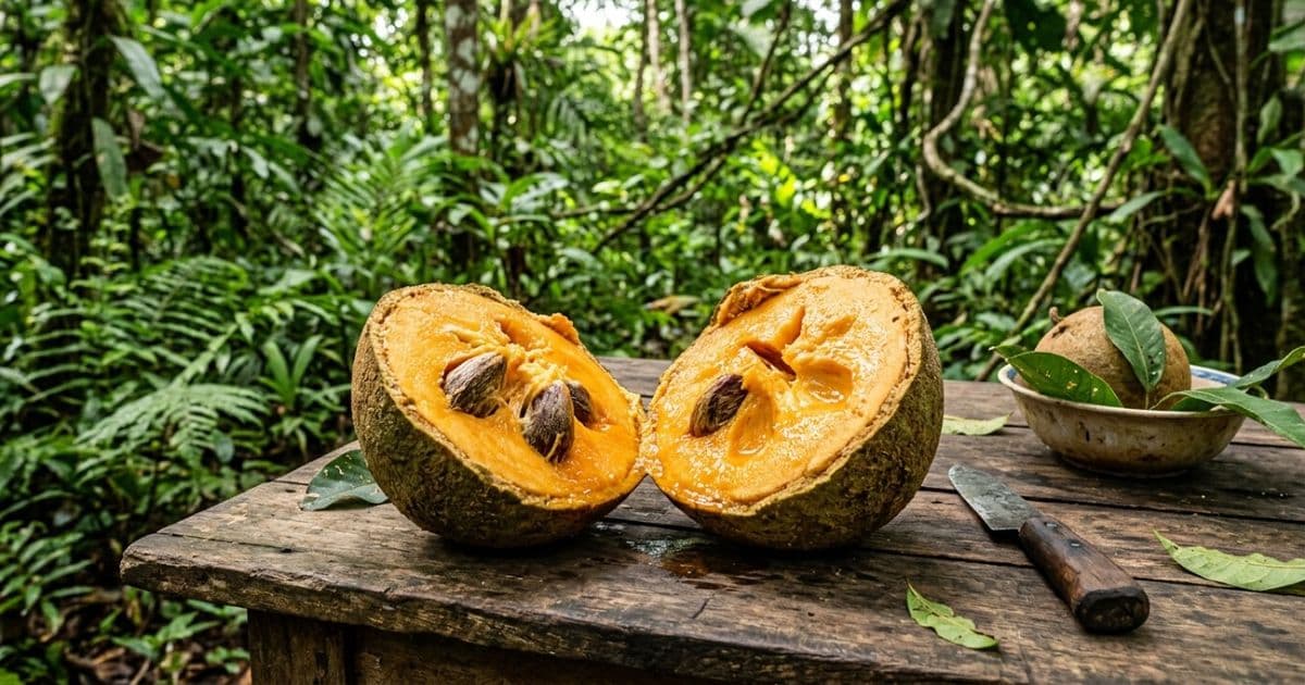 A fruta tropical amarela que parece pôr do sol e lembra mamão com baunilha