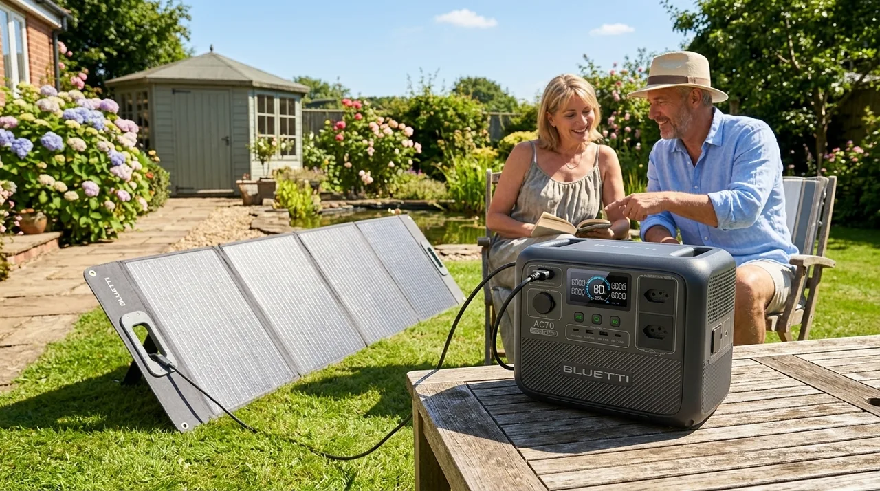 BLUETTI AC70 com painel solar
