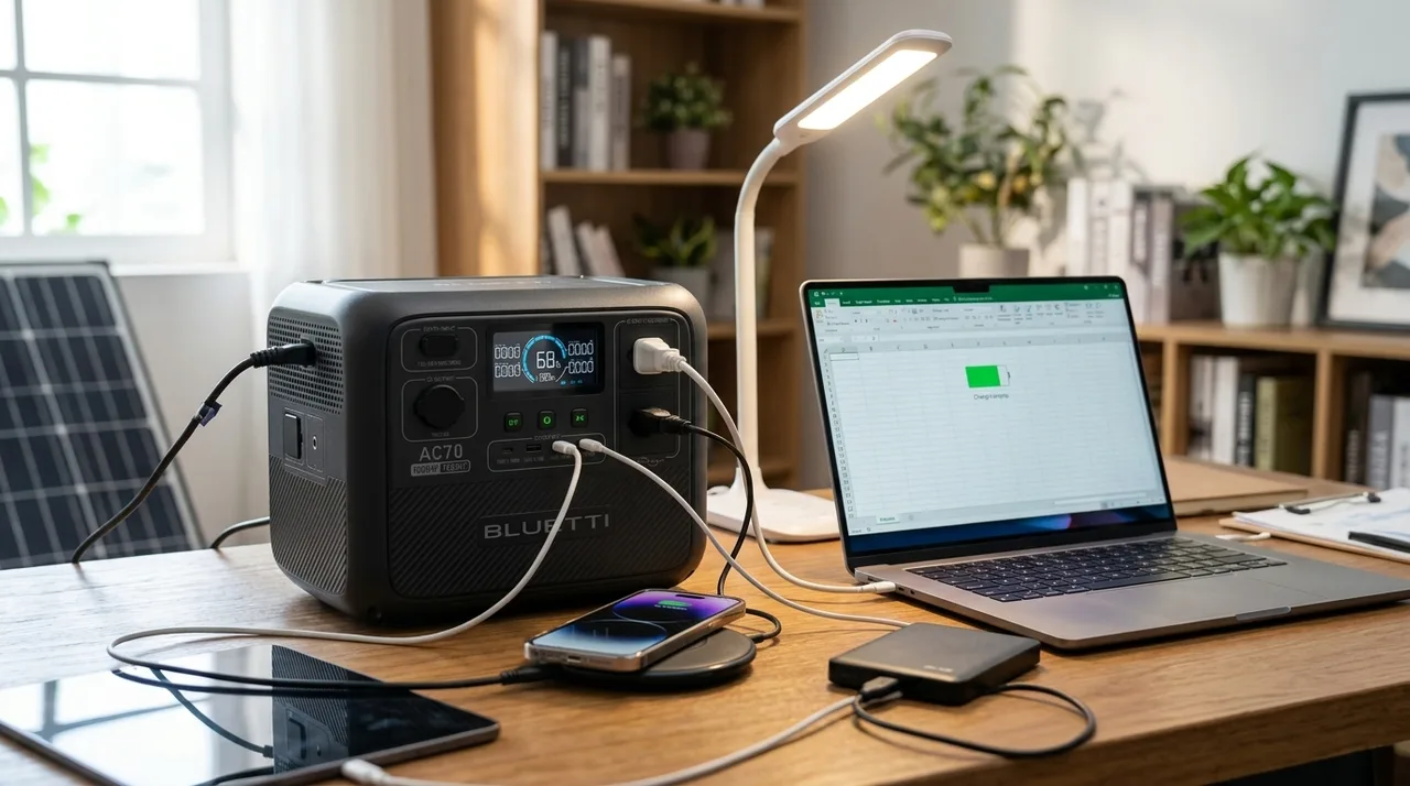 BLUETTI AC70 em teste doméstico